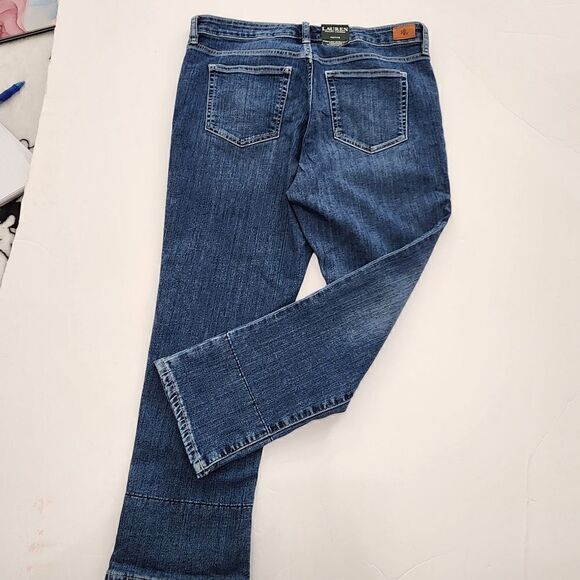 Lauren Ralph Lauren 12P Women Premier Denim Dark Wash Straight Crop Jeans - Picture 7 of 13